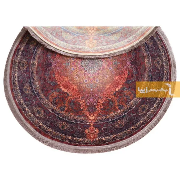 فرش گرد قهوه‌ای طرح عقیق9