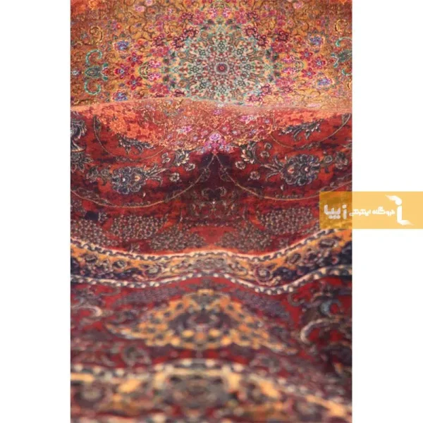 فرش گرد قهوه‌ای طرح عقیق8