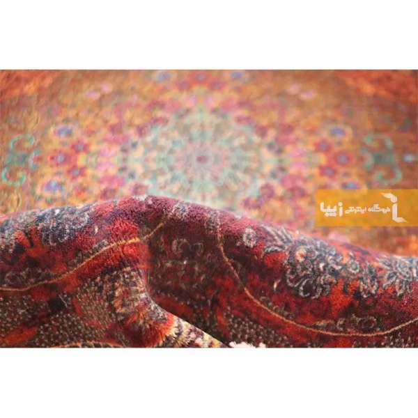 فرش گرد قهوه‌ای طرح عقیق7