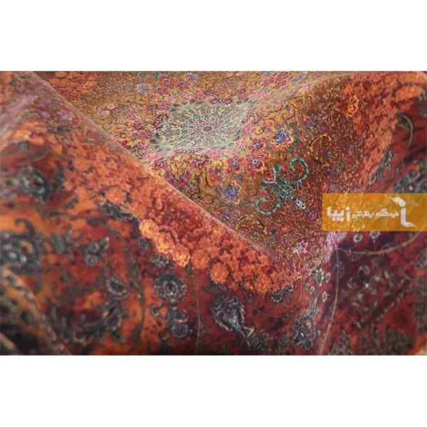 فرش گرد قهوه‌ای طرح عقیق5