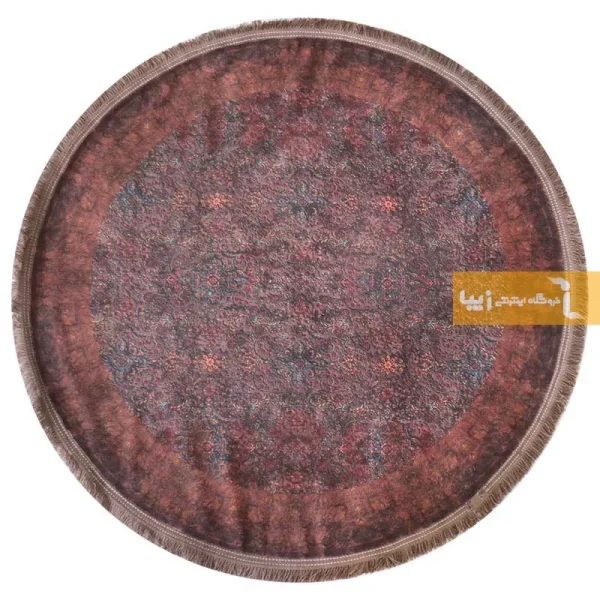 فرش گرد قهوه ای طرح آراگونیت6