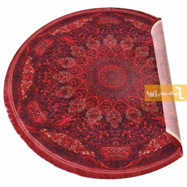 فرش گرد قرمز طرح لعل8
