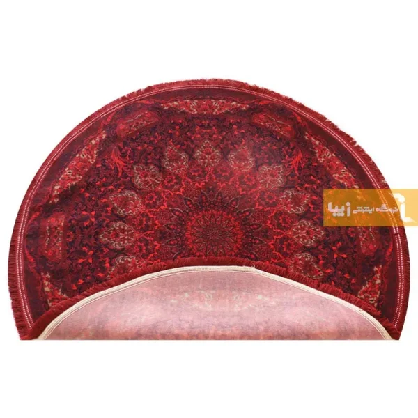 فرش گرد قرمز طرح لعل7