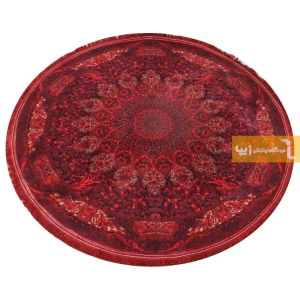 فرش گرد قرمز طرح لعل5