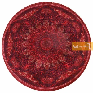 فرش گرد قرمز طرح لعل4