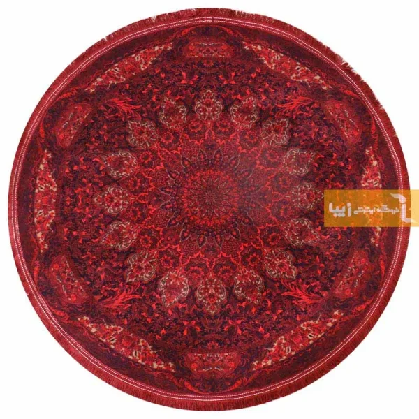 فرش گرد قرمز طرح لعل4
