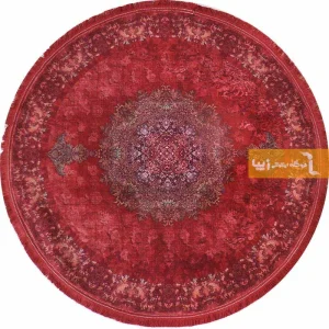 فرش گرد قرمز طرح نجوا4